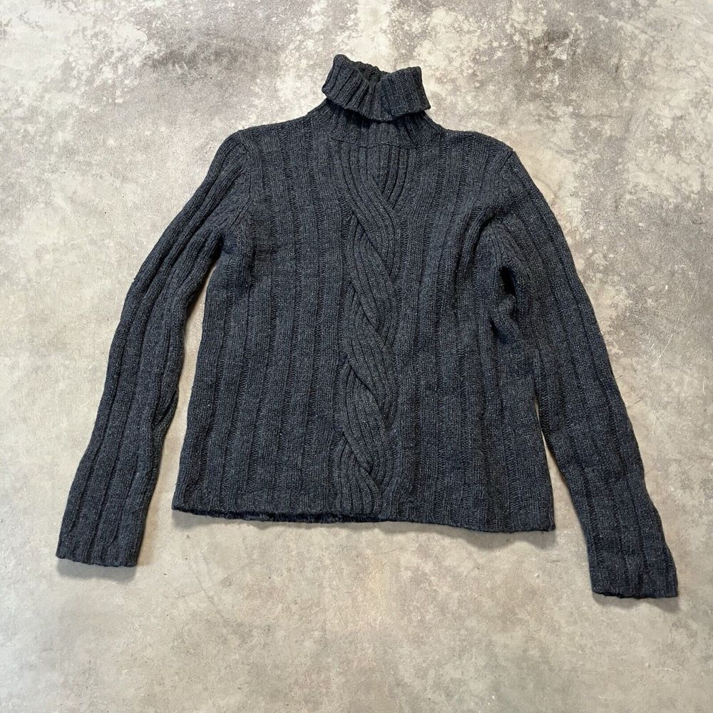 Witchery Sweater Womens‎ Medium Gray Lambswool Chunky Knit Turtleneck